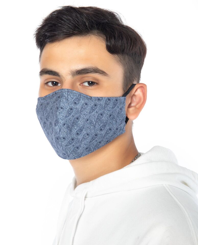 Poplin Kumaş %100 Pamuk Desenli Unisex Yüz Maskesi