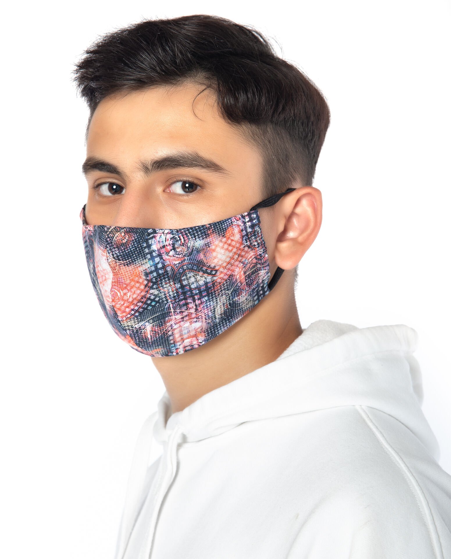 Poplin Kumaş Yüz Maskesi Şekil Desenli Unisex