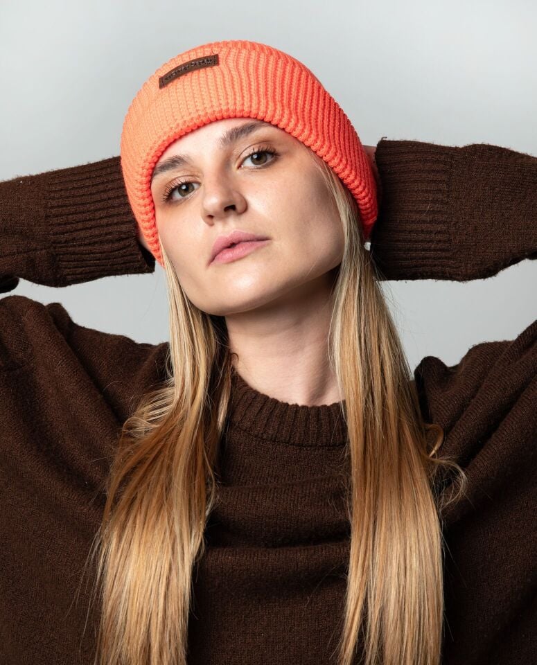 Turuncu Neon Renk Kadın Bere