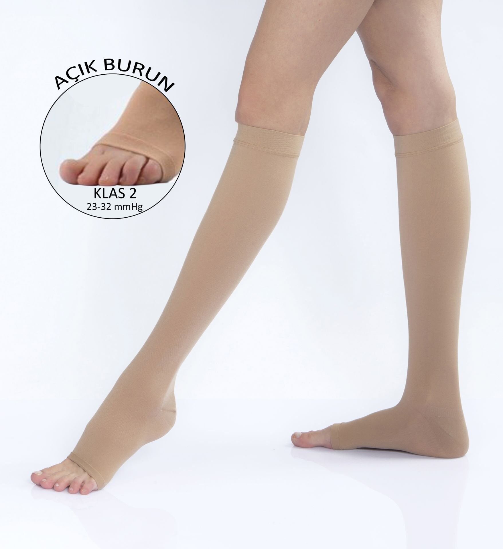 Varis Çorabı Klas2 Orta Basınç 23-32 mmHg Dizaltı AB TEN RENGİ - XXL BEDEN