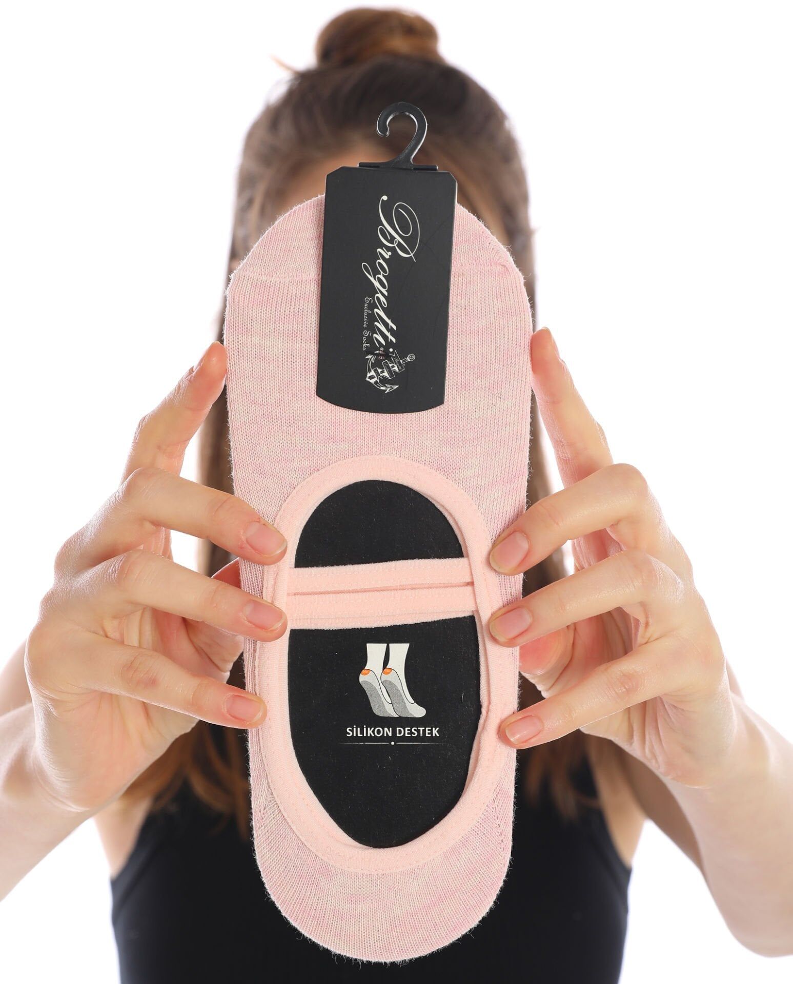 Toz Pembe Pilates ve Yoga Çorabı Kaymaz Tabanlı