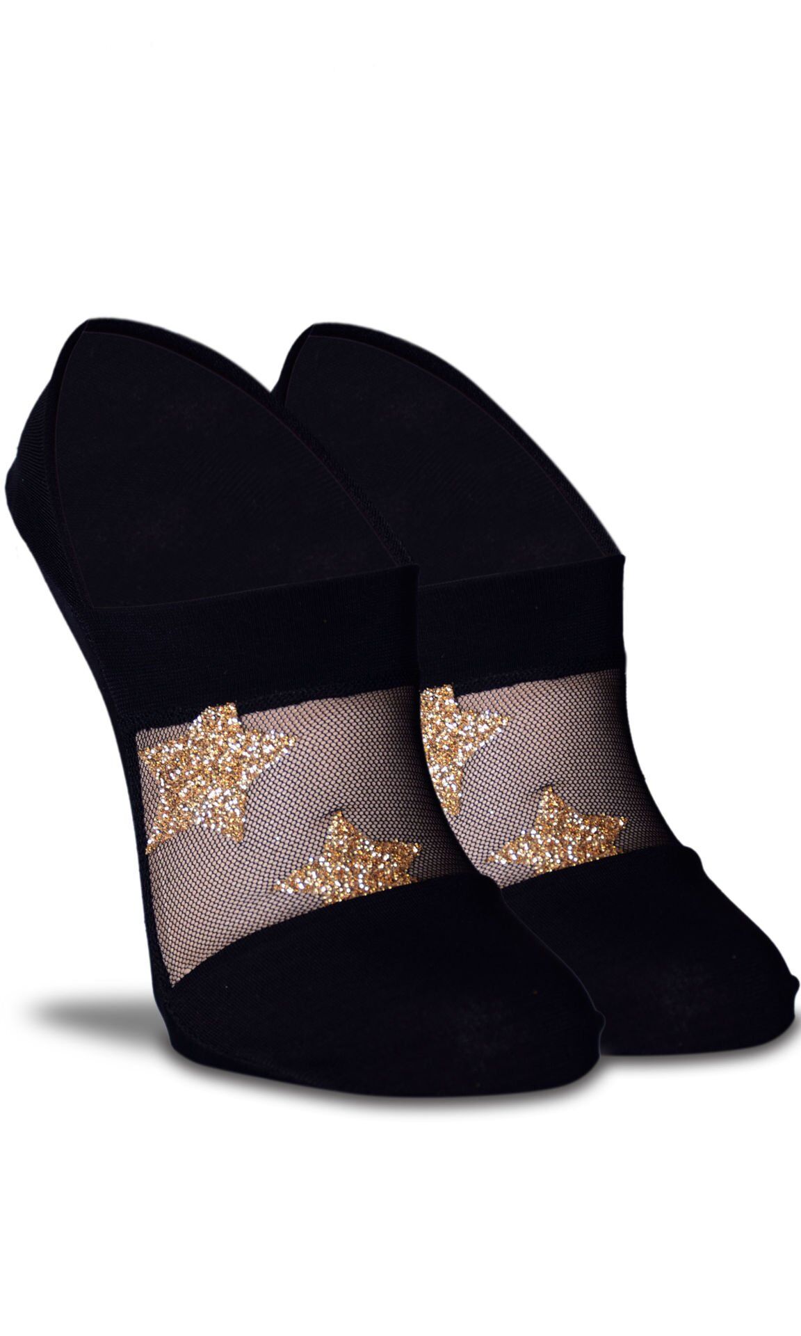 Altın Simli Yıldız Desen Babet Çorap