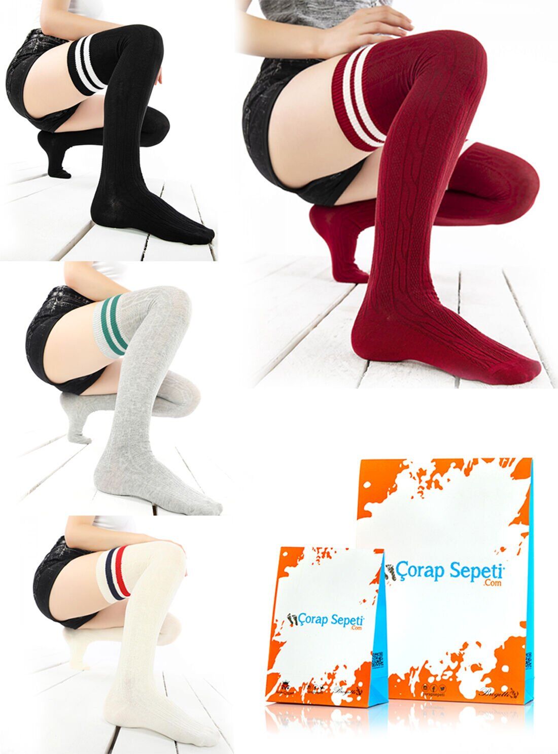 4'lü Dizüstü Çizgili Çoraplar Ekonomik Paket