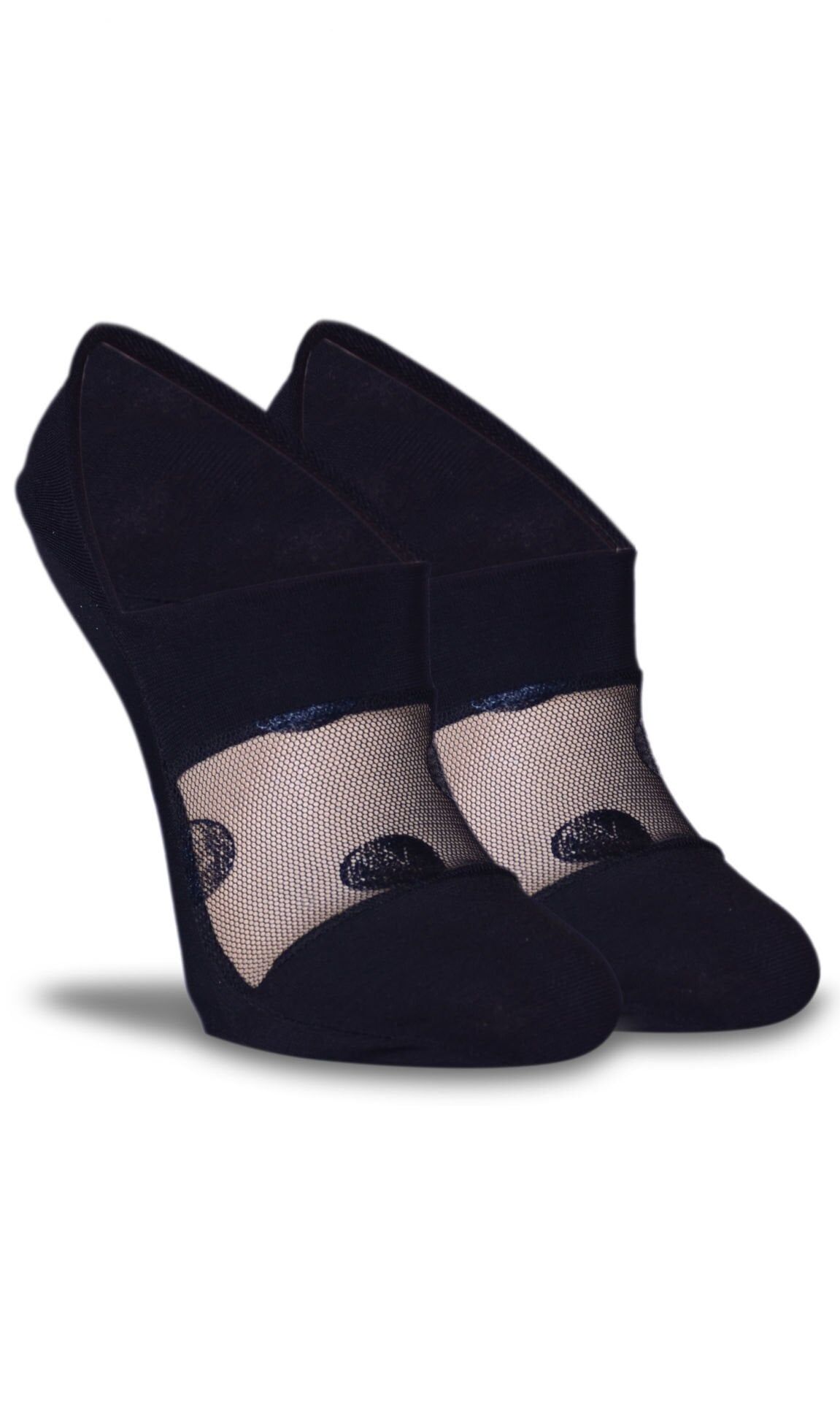 Daire Desen Siyah Babet Çorap