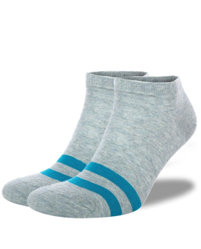 Açık Gri Renk Mavi Çizgili Kısa Soket Çorap