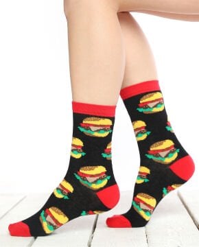 Hamburger Desenli Soket Çorap