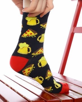Pizza ve Bira Desenli Soket Çorap