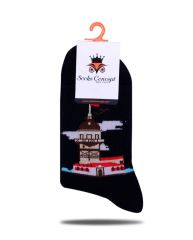 Kız Kulesi Desen Siyah Soket Çorap SİYAH - 35/39