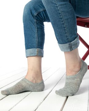 Sneakers Gri Renk Silikonlu Babet Çorap