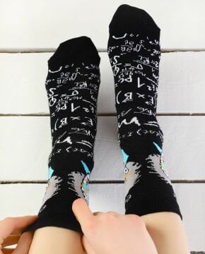 Turkuaz Detaylı Einstein Desen  Soket Çorap