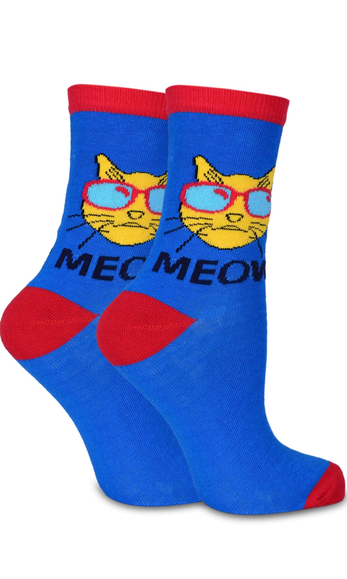 Kedi Desen Saks Mavi Renk Soket Çorap
