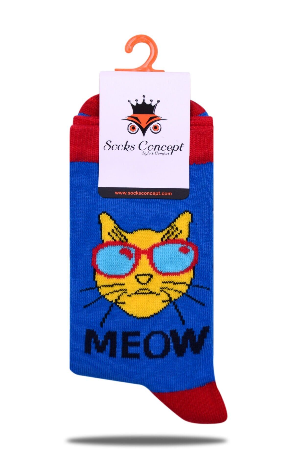 Kedi Desen Saks Mavi Renk Soket Çorap