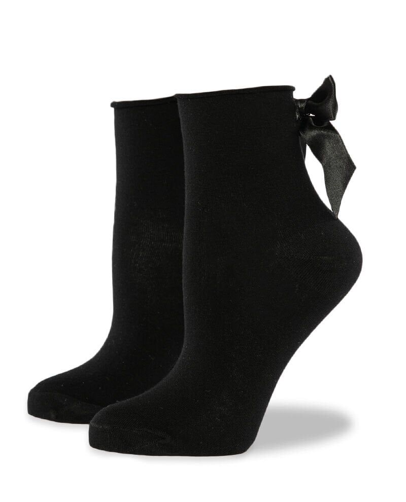 Siyah Renk Kurdela Aksesuarlı Soket Çorap