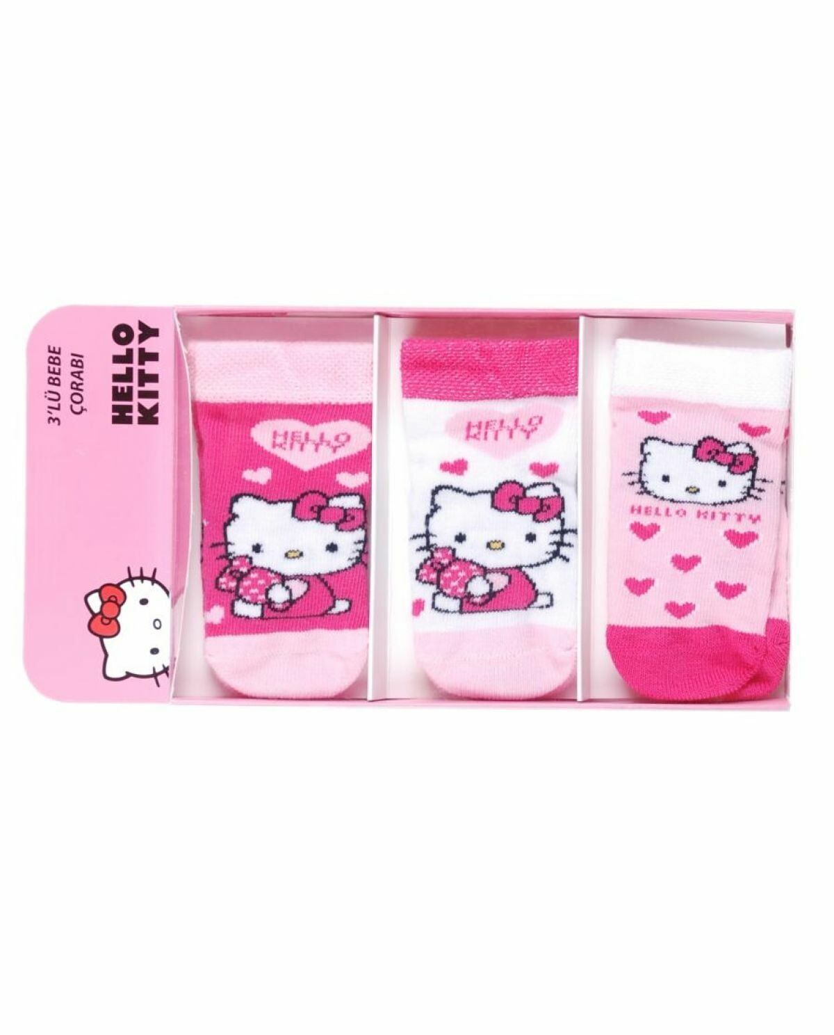 Hello Kitty 3'lü Pembe Bebek Çorabı