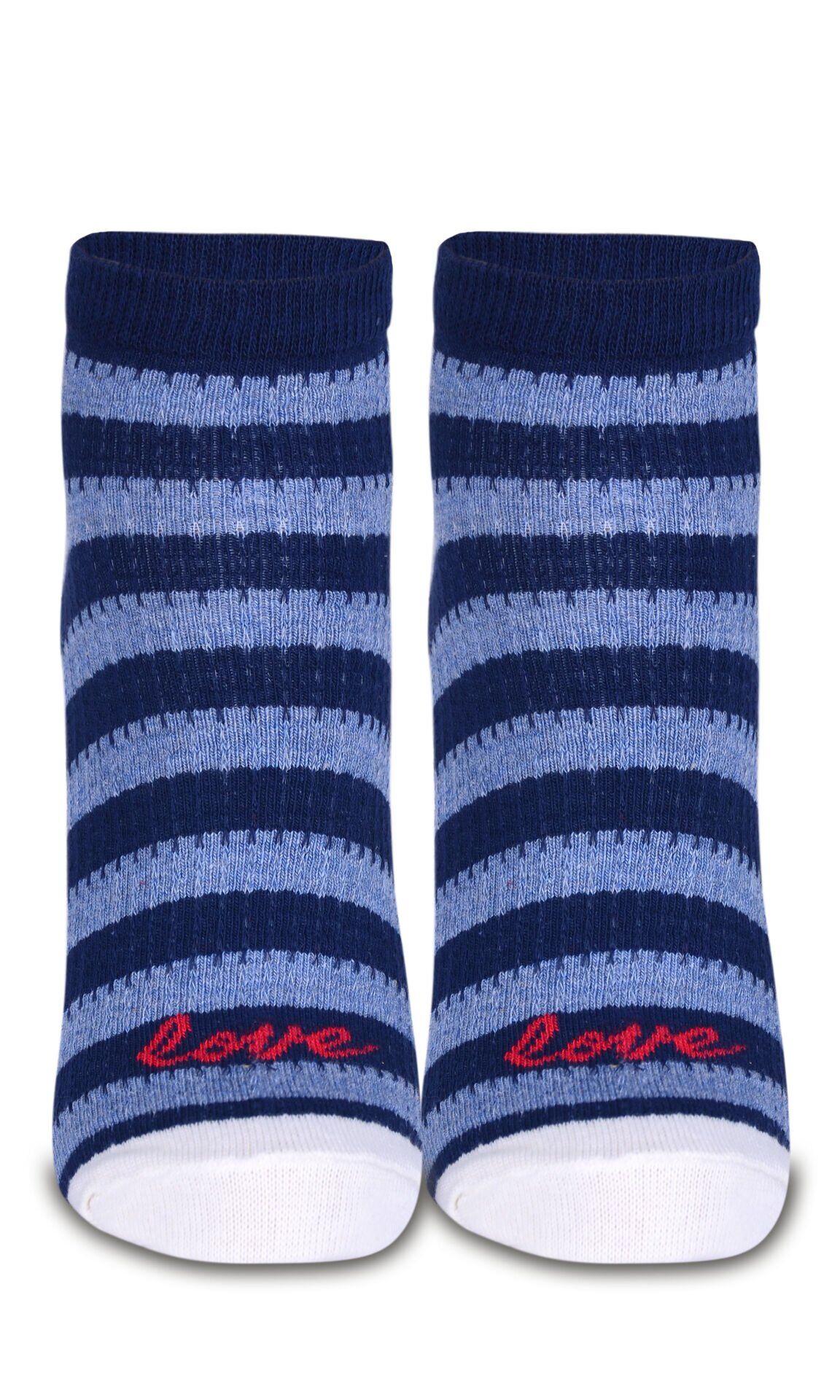 Love Yazılı Lacivert Çizgi Detaylı Kısa Soket Çorap LACİVERT - 35/39