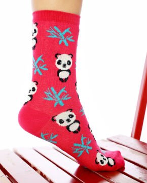 Panda Desenli Soket Çorap Fuşya Renk Brogetti