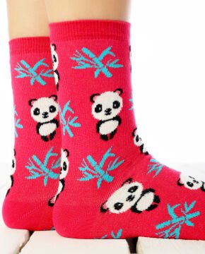 Panda Desenli Soket Çorap Fuşya Renk Brogetti