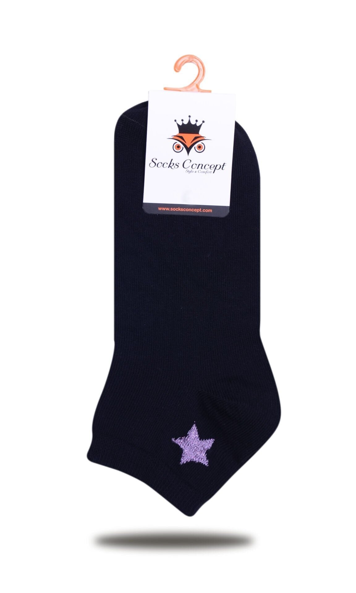 Siyah Renk Yıldız Detaylı Kısa Soket Çorap