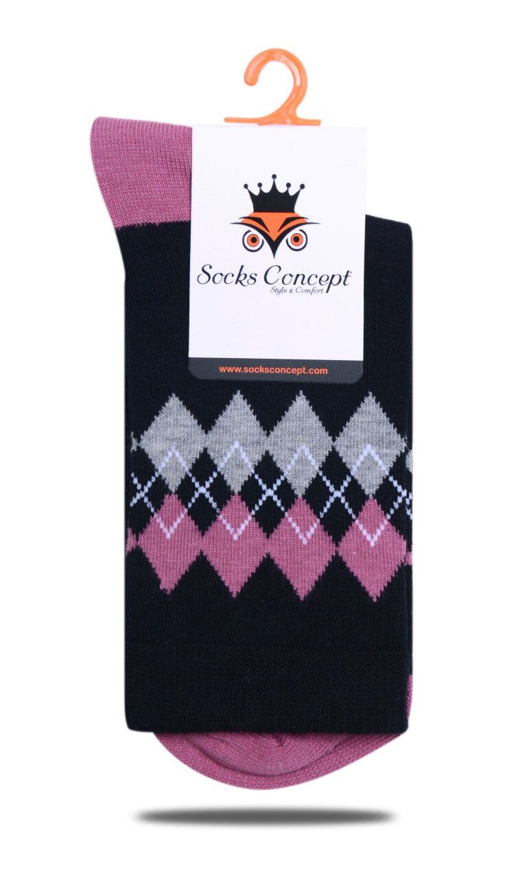 Geometrik Desen Soket Çorap SİYAH - 35/39