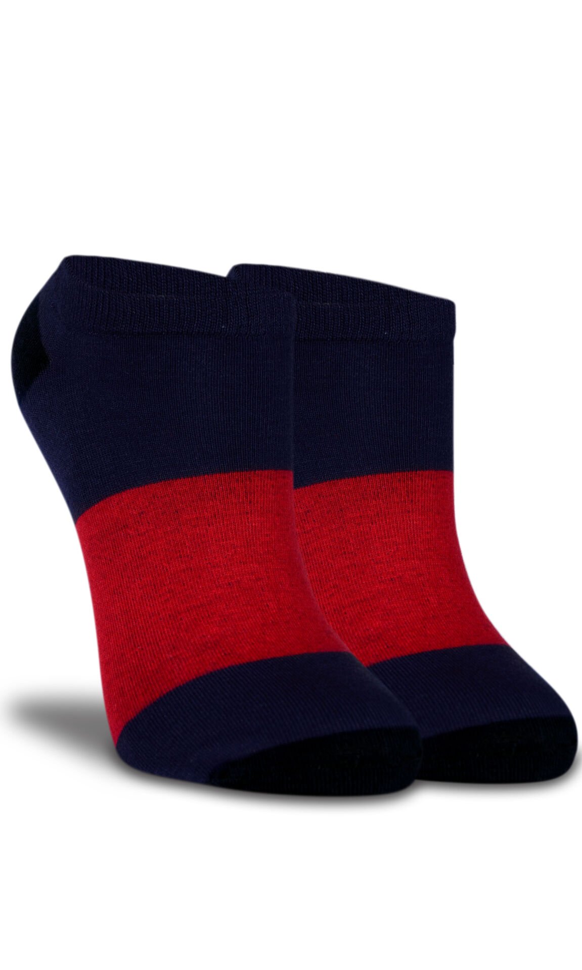 Lacivert-Kırmızı Çizgi Detaylı Kısa Soket Çorap