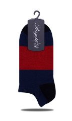 Lacivert-Kırmızı Çizgi Detaylı Kısa Soket Çorap LACİVERT - 35/39