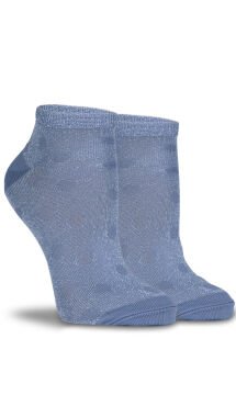 Simli Puantiyeli Füme Kısa Çorap
