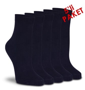 5'li Ekonomik Paket Siyah Düz Renk Soket Çorap
