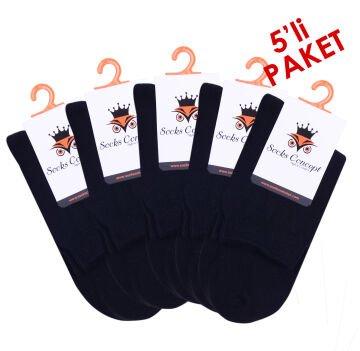5'li Ekonomik Paket Siyah Düz Renk Soket Çorap