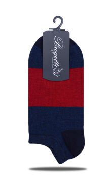 Kırmızı-Antrasit Çizgi Detaylı Kısa Soket Çorap