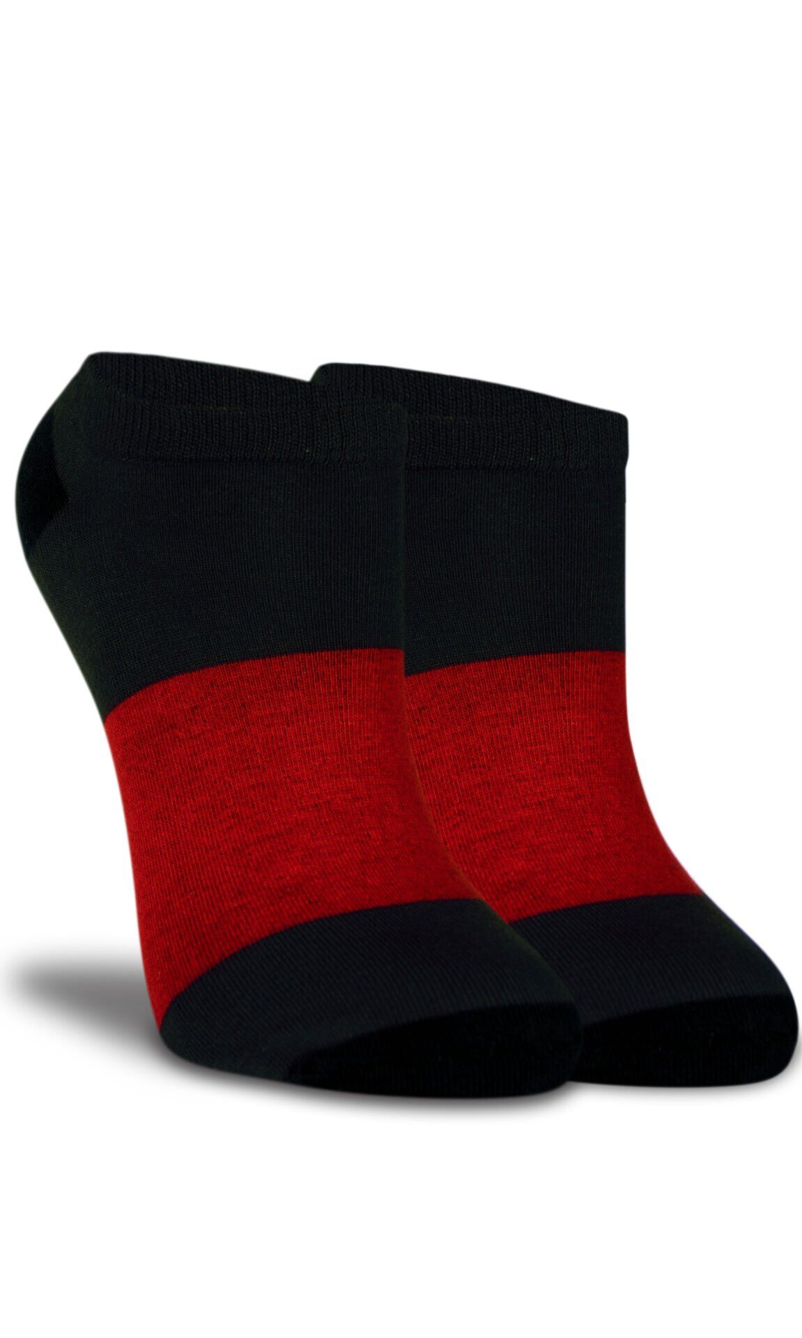 Kısa Soket Çorap Kırmızı-Antrasit Renk