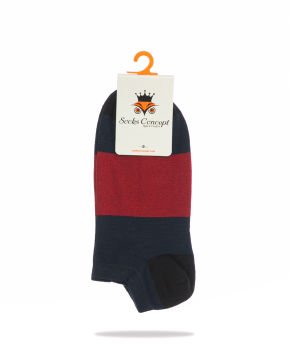 Koyu Gri-Kırmızı Çizgi Detaylı Kısa Soket Çorap