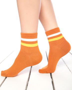 Serena Sarı-Beyaz Çizgili Hardal Tenis Çorap