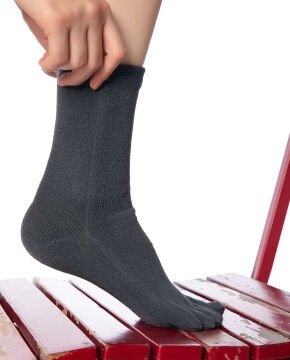 Unisex Bambu Parmaklı Çorap Füme Renk