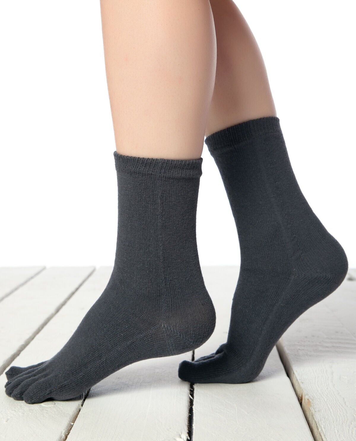 Unisex Bambu Parmaklı Çorap Füme Renk FÜME - 37-44