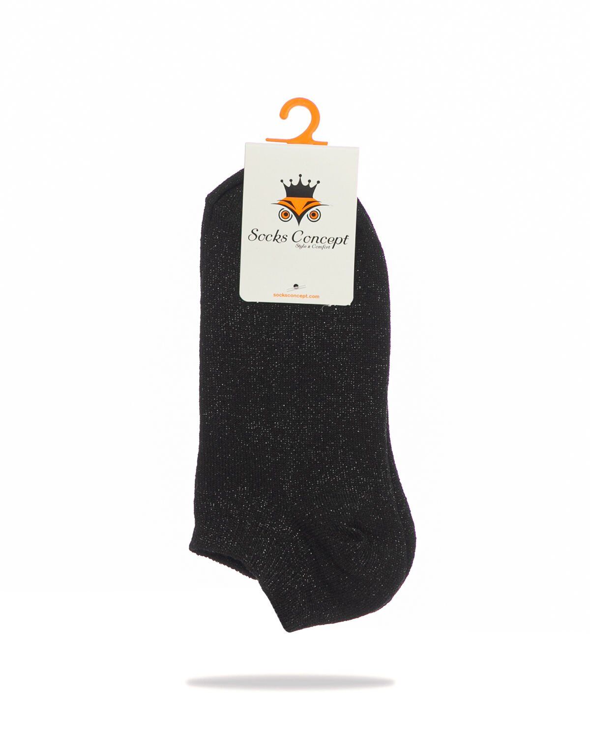 Siyah Renk Simli Kısa Soket Çorap