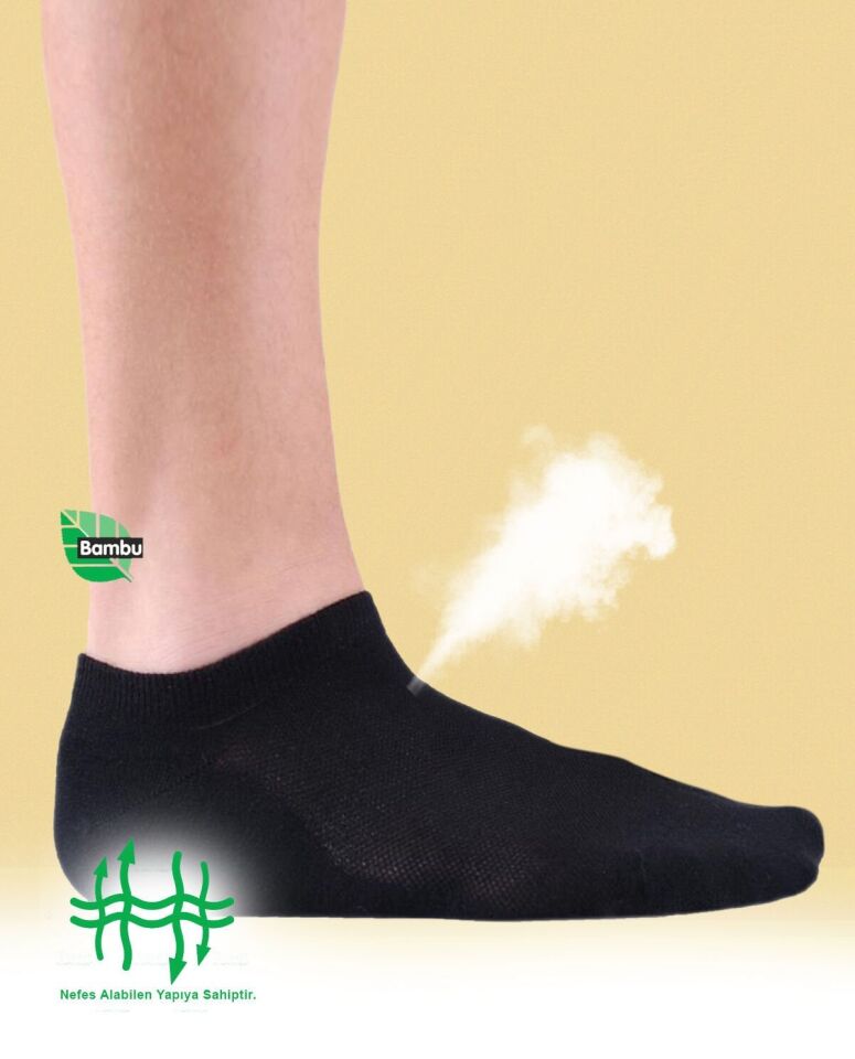 Bambu Siyah Kısa Soket Çorap Brogetti