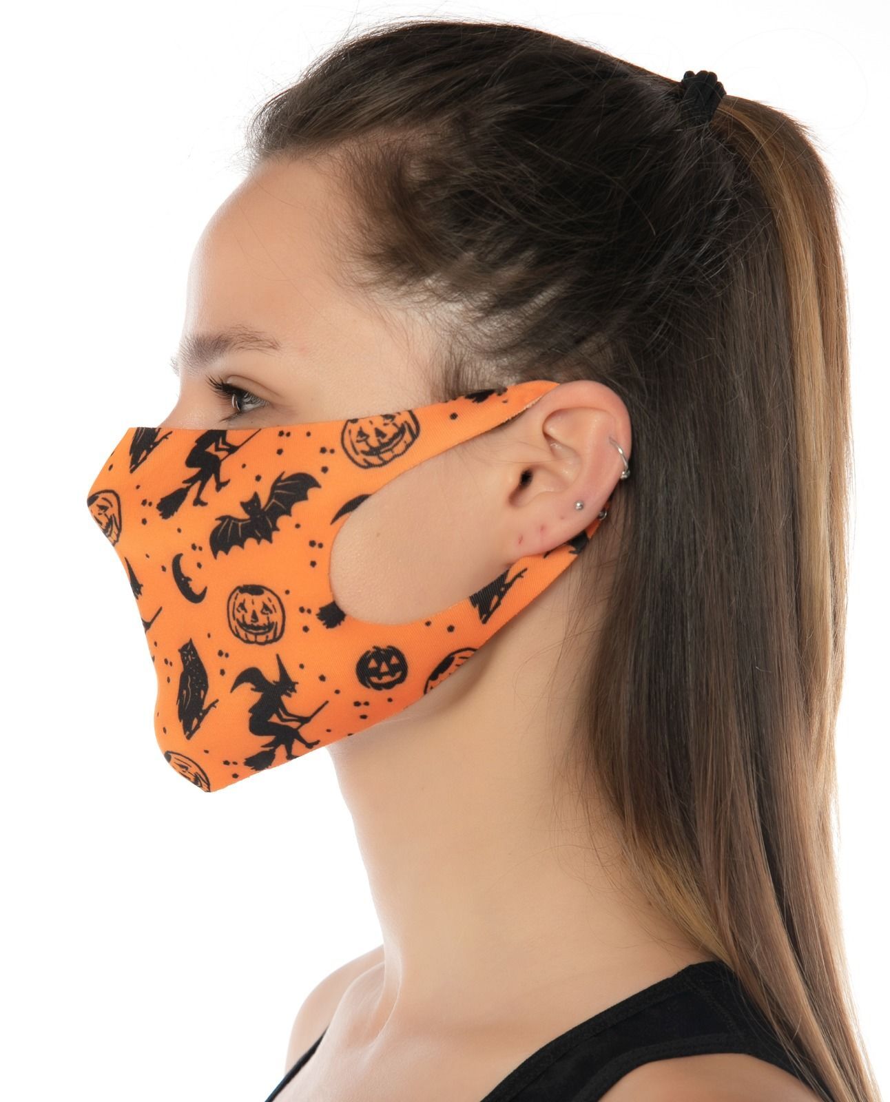 Halloween Temalı Turuncu Renk Nano Yüz Maskesi