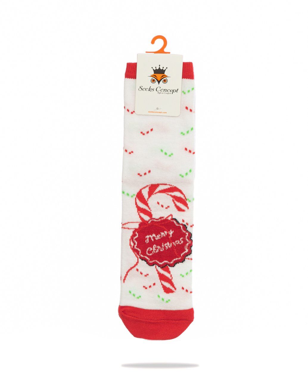 Merry Christmas ve Baston Şeker Desenli Yılbaşı Çorabı RENKLİ - 36/40