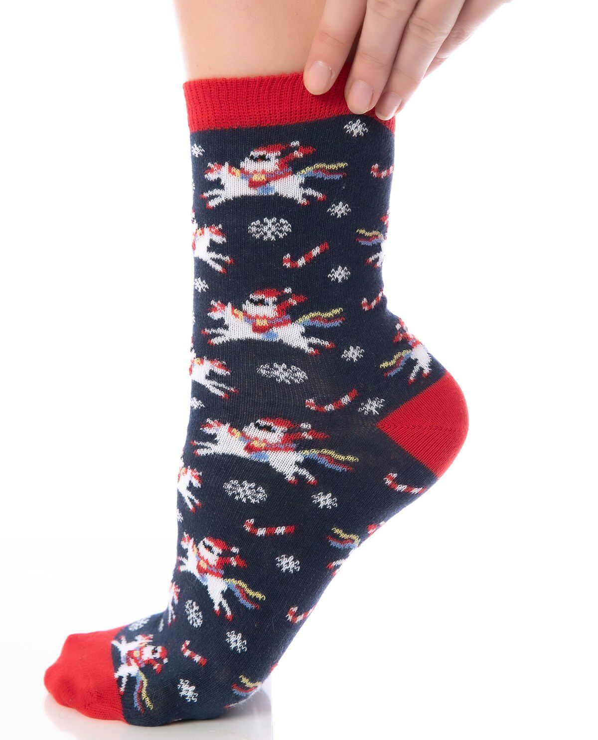 Unicorn ve Noel Baba Desenli Yılbaşı Çorabı RENKLİ - 36/40