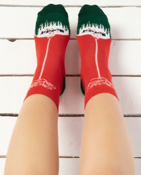 Merry Christmas Yazılı Çam Ağacı Desenli Yılbaşı Çorabı