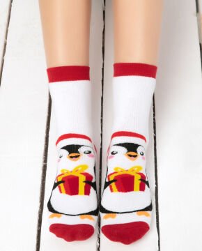 Havlu Extra Kalın Penguen Desenli Yılbaşı Çorabı