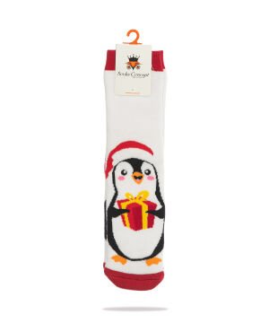 Havlu Extra Kalın Penguen Desenli Yılbaşı Çorabı