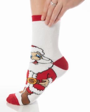 Havlu Extra Kalın Noel Baba Desenli Yılbaşı Çorabı