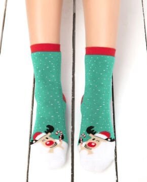 Havlu Extra Kalın Geyik Kafası Desenli Yılbaşı Çorabı