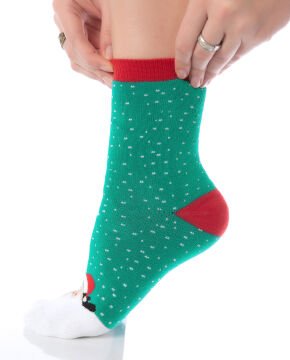 Havlu Extra Kalın Geyik Kafası Desenli Yılbaşı Çorabı