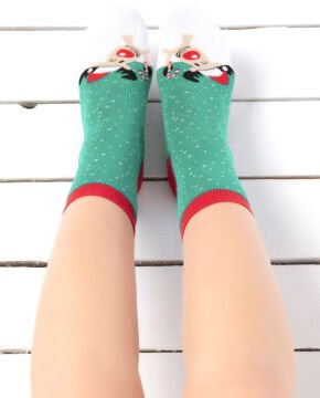 Havlu Extra Kalın Geyik Kafası Desenli Yılbaşı Çorabı