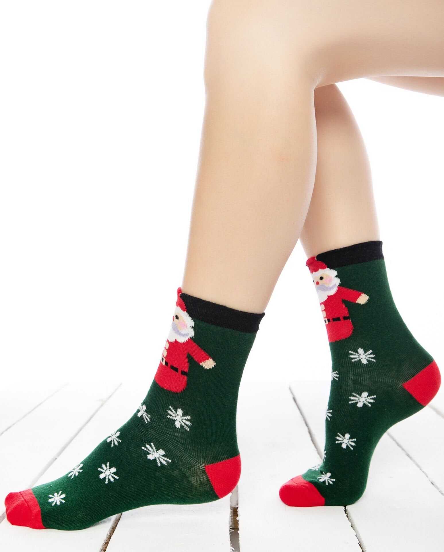 Noel Baba Desenli Soket Çorap