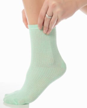 Cropt Su Yeşili Düz Soket Çorap