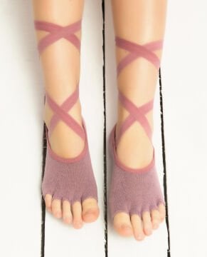 Pilates Çorabı Bağcıklı Kaydırmaz Taban Silikonlu