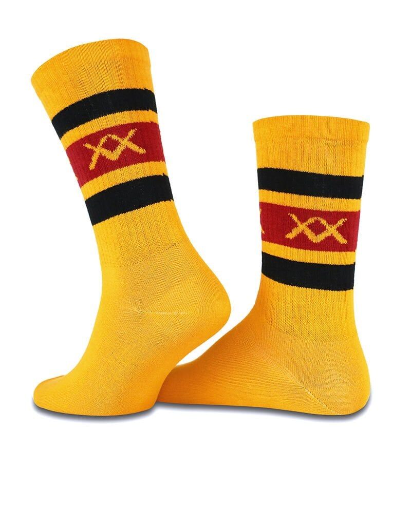 XX Yazılı Hardal Renk Erkek Tenis Çizgili Çorap HARDAL - 42/44